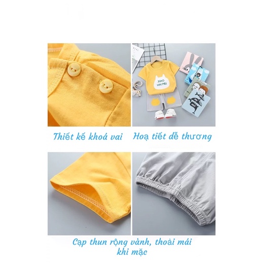BỘ QUẦN ÁO CỘC TAY CÀI VAI THUN COTTON CHO BÉ - M090322