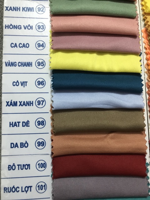 Vải lót silk thun khổ 1m6: bảng màu 4- giá 1 mét