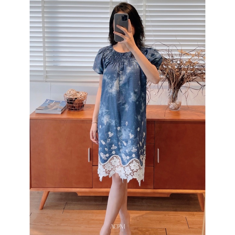 Lilie dress / Váy tay phồng phối ren