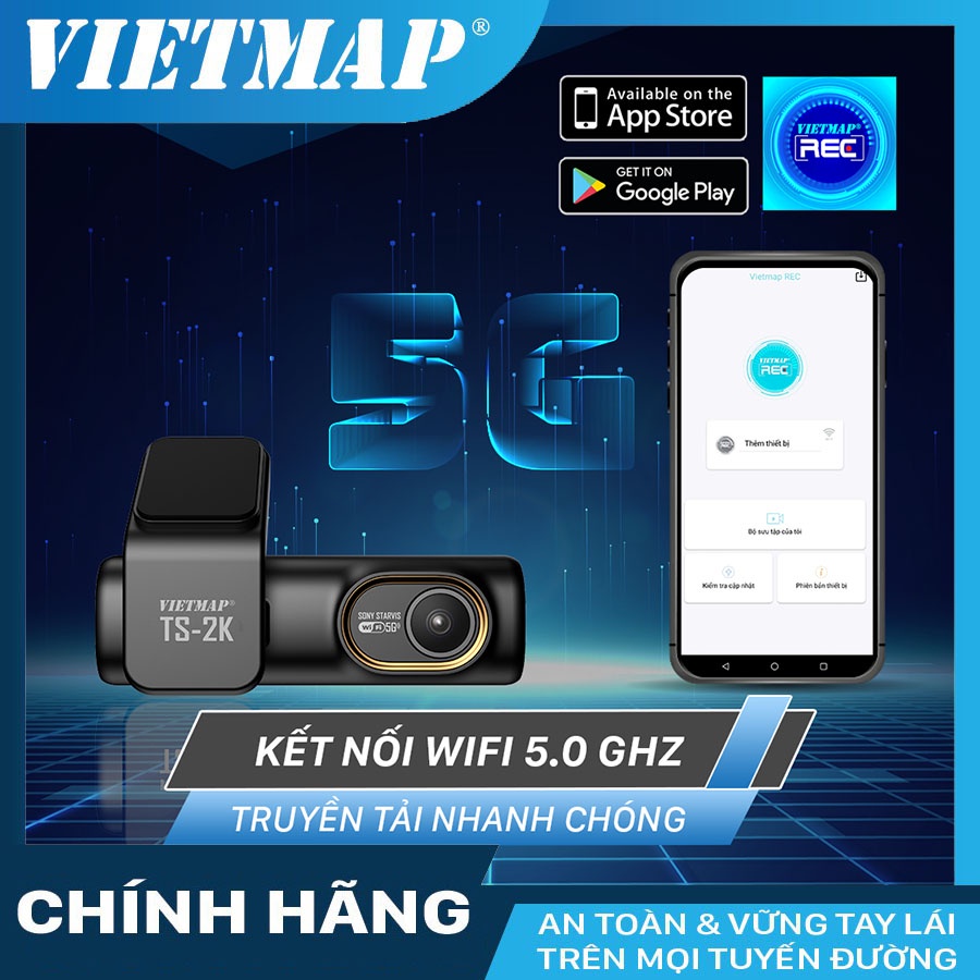 Camera hành trình VIETMAP TS-2K cảnh báo giao thông bằng giọng nói + KM thẻ 32/64/128 GB