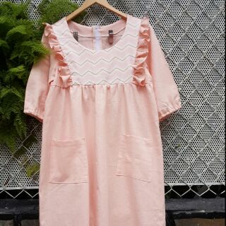 Đầm bầu linen hồng