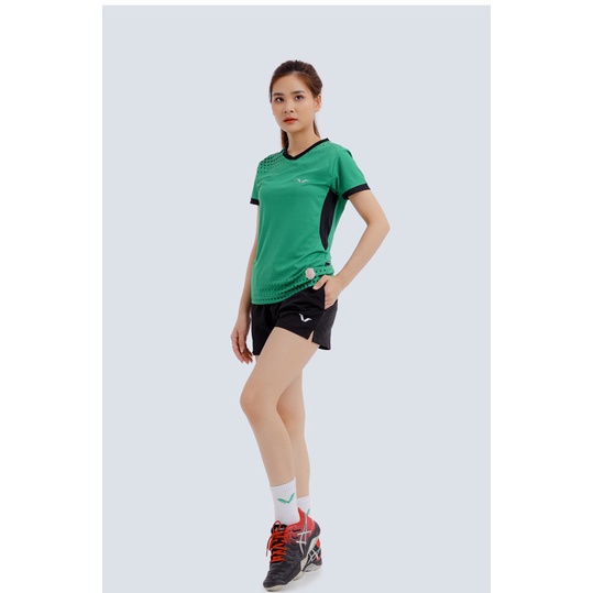 Bộ thể thao nữ AVT04 - MÀU XANH LÁ - Vina Sport áo tập cầu lông , quần đùi co giãn 4 chiều năng động thấm hút tốt