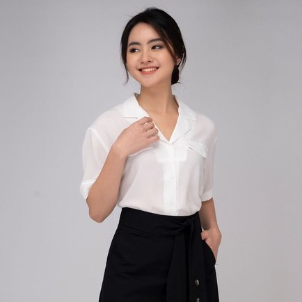 Áo sơ mi trắng ngắn tay cổ vest TK FASHION SMK953-20
