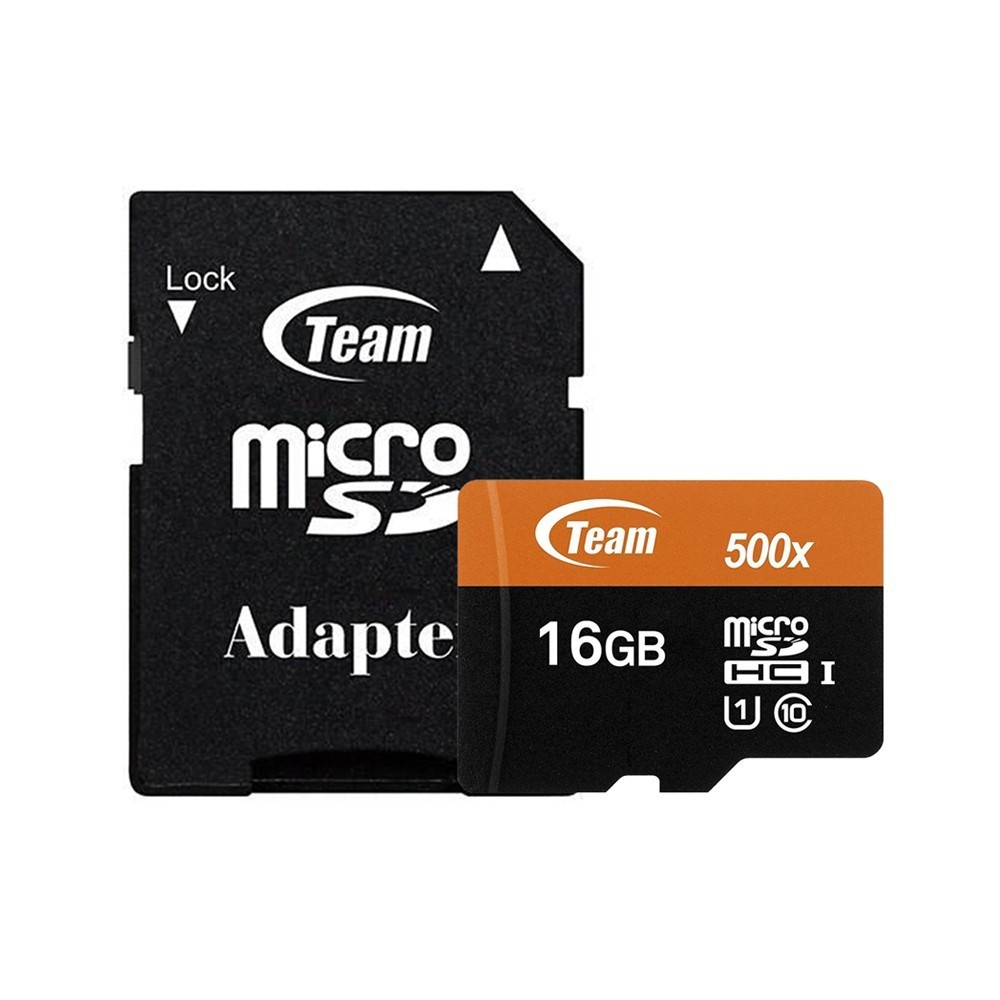 Thẻ nhớ micro SDHC Team 16GB upto 80MB/s 500x kèm Adapter (Đen cam) tặng đèn LED USB- Hãng phân phối chính thức