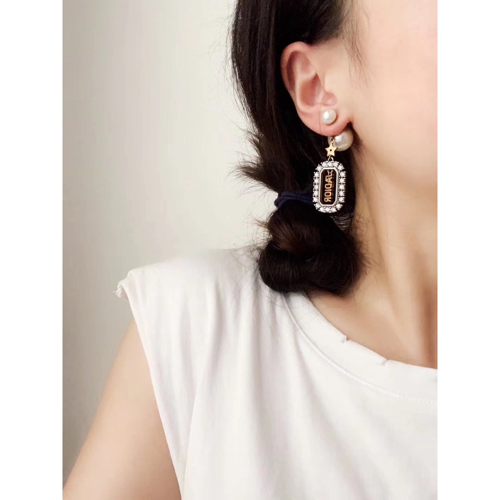 Khuyên Tai Tròn Khắc Chữ Dior Bằng Thép Titanium Thời Trang Cho Nữ