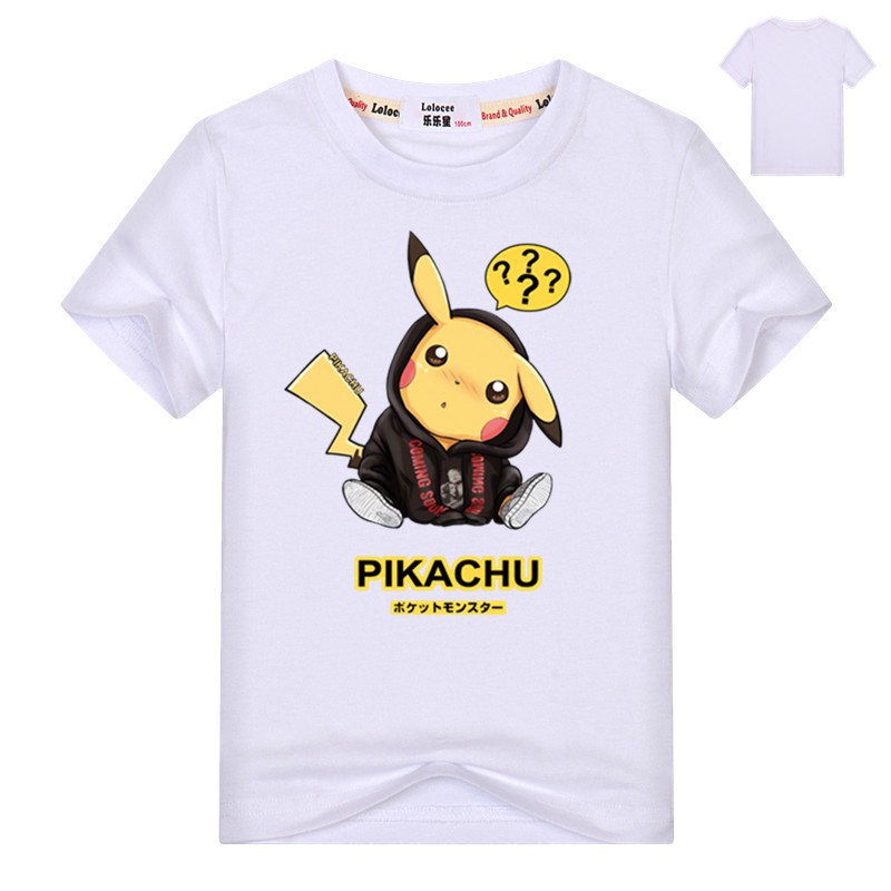 Áo thun tay ngắn in hình Pikachu hoạt hình thời trang hè 2019 cho bé trai