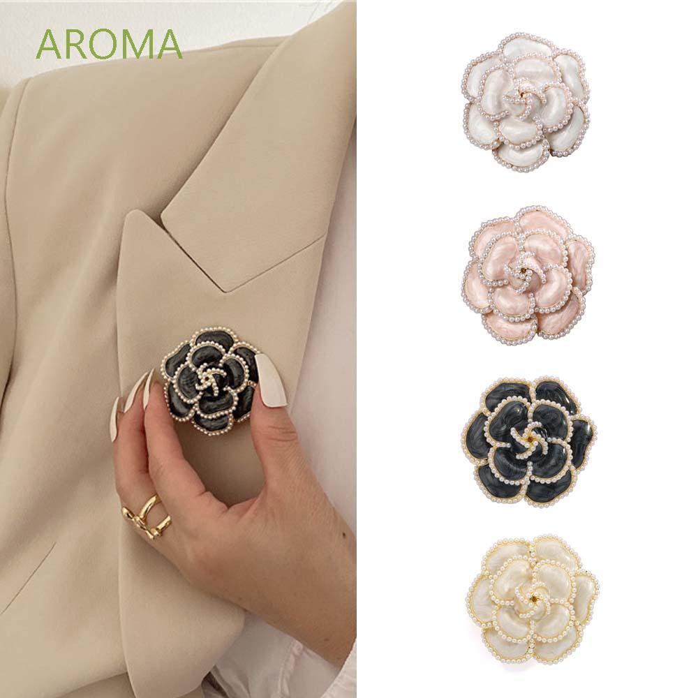 Ghim Cài Áo Hình Hoa Trà Đính Ngọc Trai Giả Thời Trang Cho Nữ