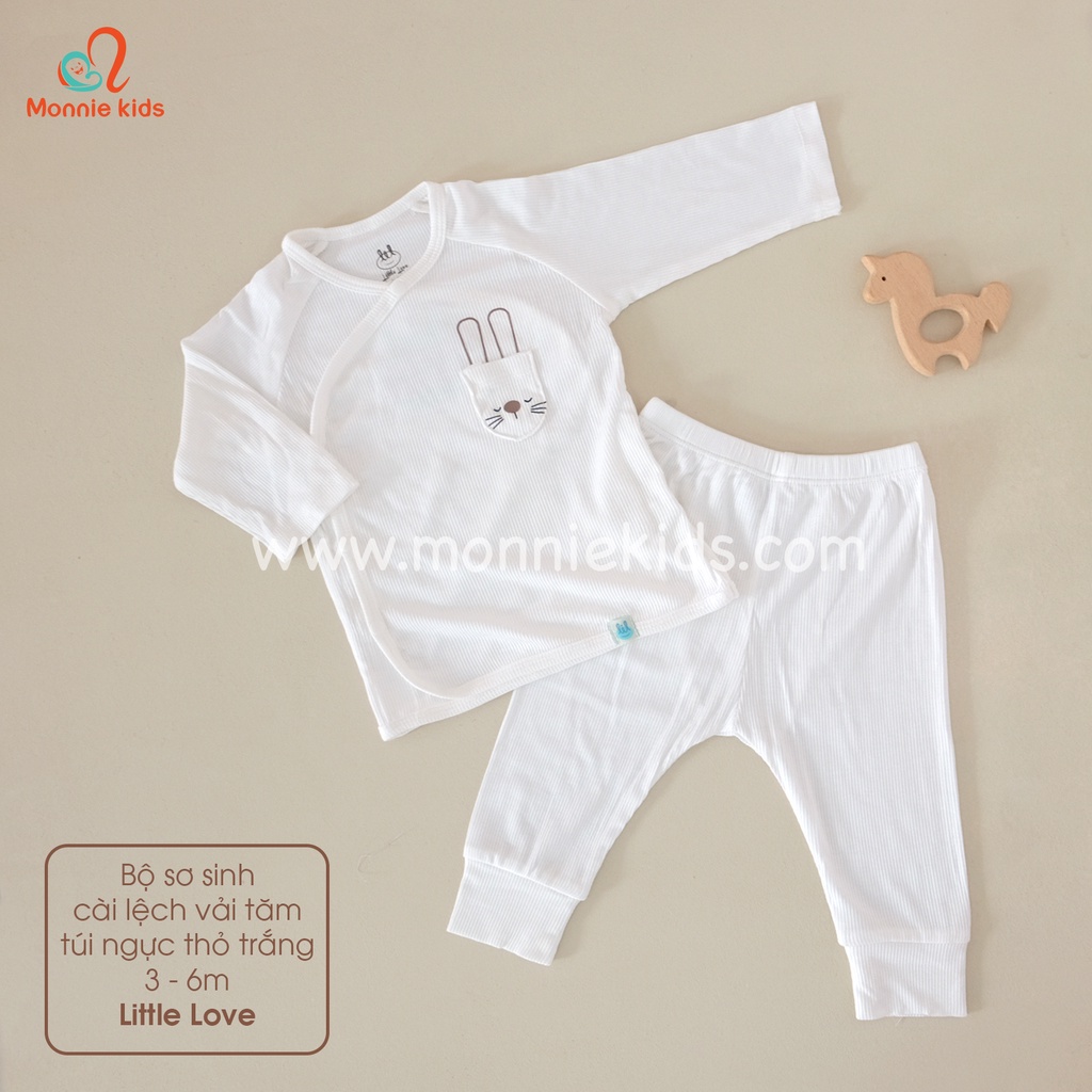 Bộ cài lệch Lil Little Love chất liệu vải tăm túi ngực 0-3/3-6M - Monnie Kids