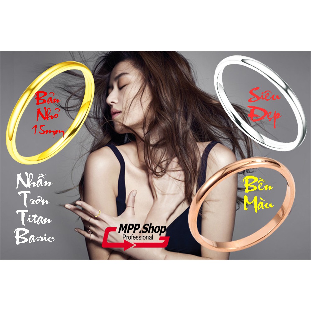 Sỉ nhẫn titan bảng mo tròn 1mm siêu đẹp, bền màu