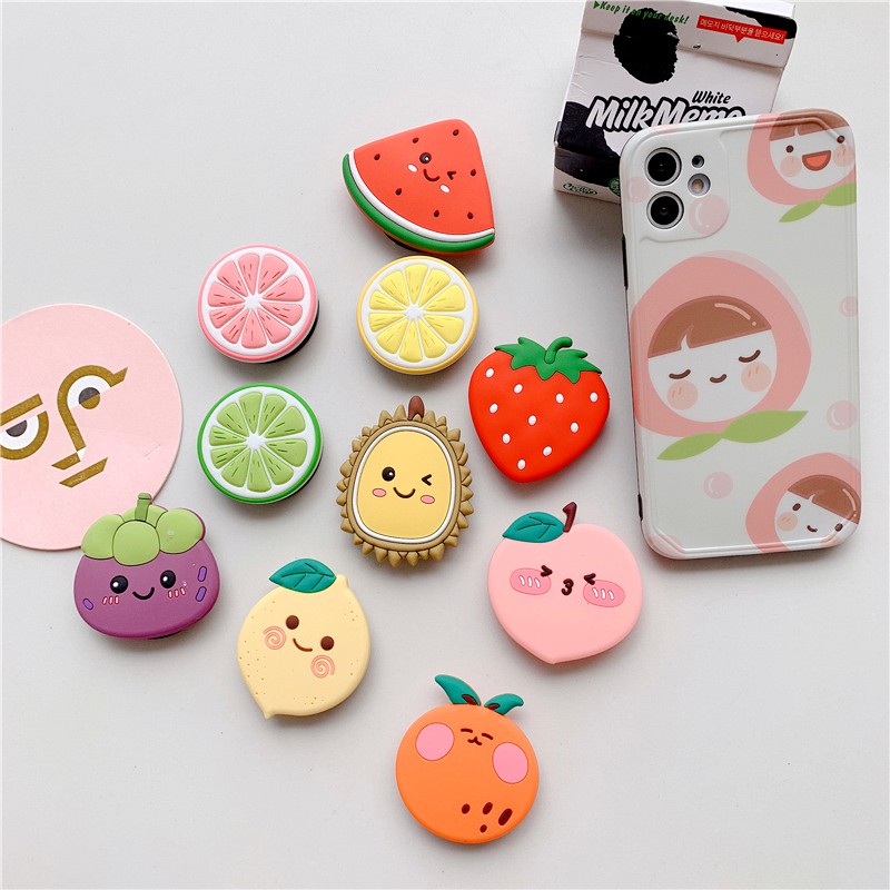 Giá đỡ điện thoại popsocket cao su hình trái cây, GRIPTOK, momostick, POPSOCKET Trơn