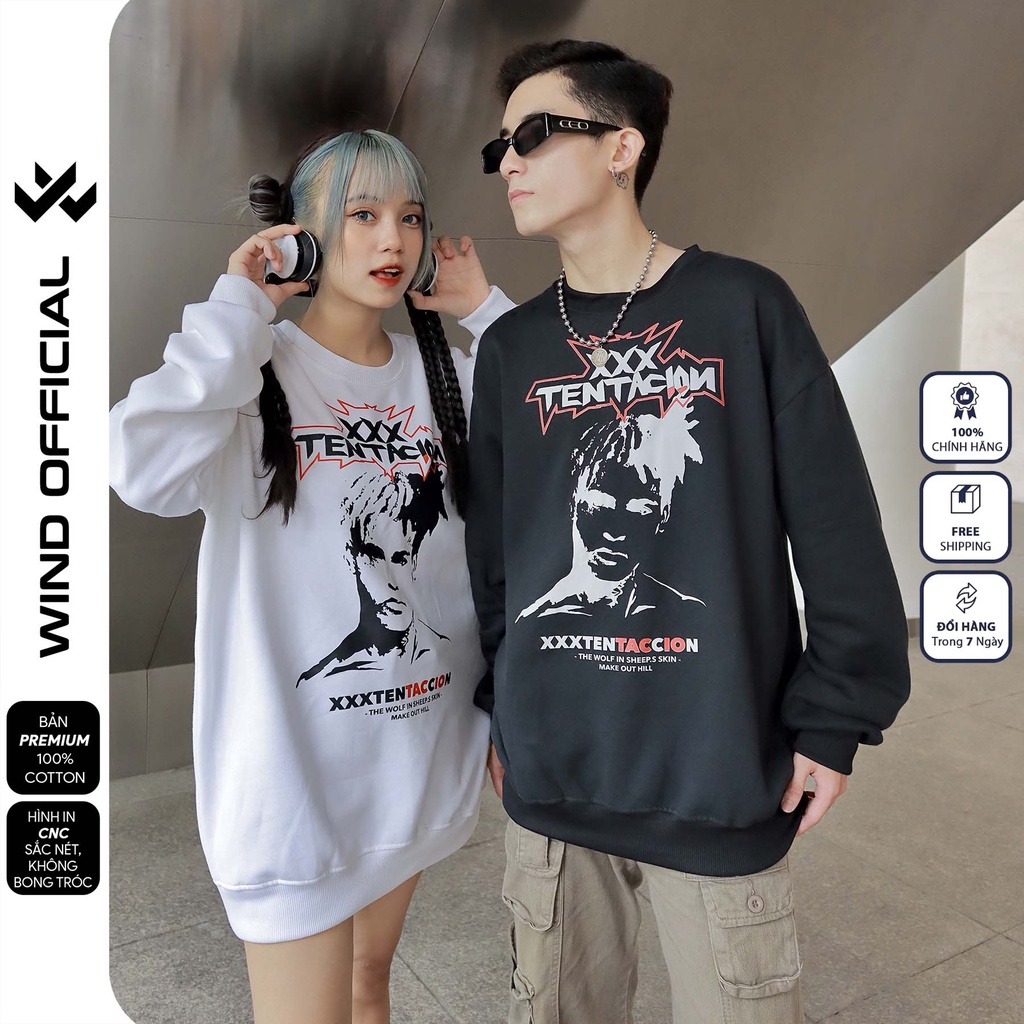 Áo sweater form rộng WIND unisex XXX oversize tay dài thời trang nam nữ
