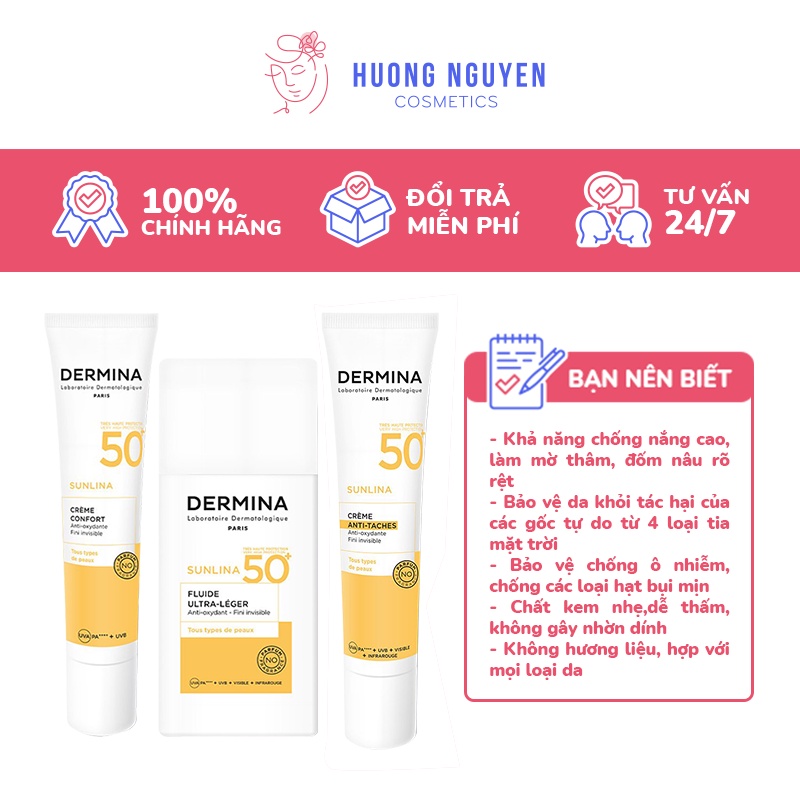 Kem Chống Nắng Dermina Sunlina SPF50+