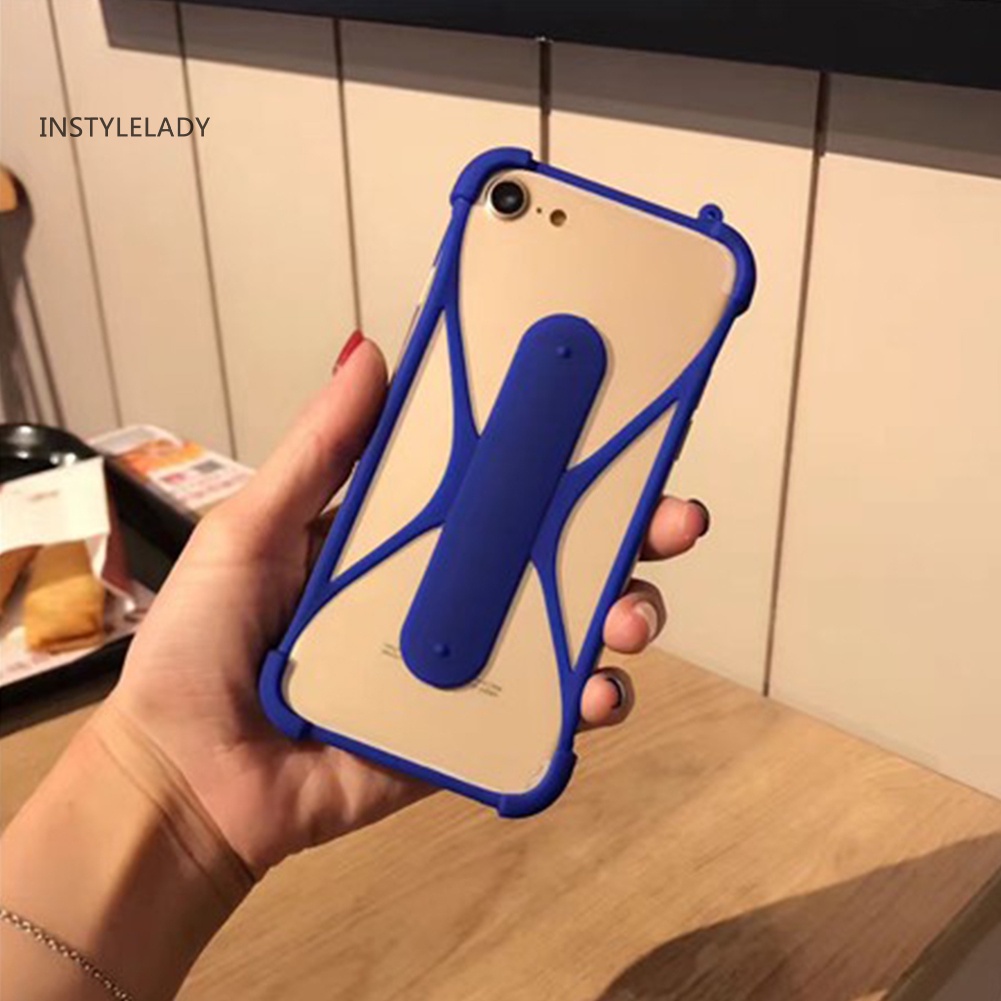 ✌Ốp Điện Thoại Silicon Mềm Bo Viền Gắn Giá Đỡ Thông Dụng Cho Samsung iPhone
