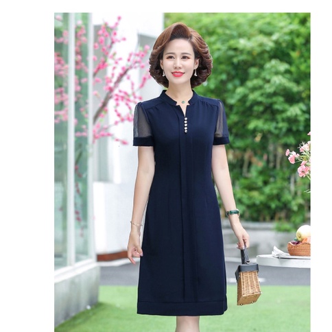 Đầm váy trung niên cao cấp cực sang cho mẹ dự tiệc, voan cúc, THỜI TRANG TRUNG NIÊN CAO CẤP SULLY