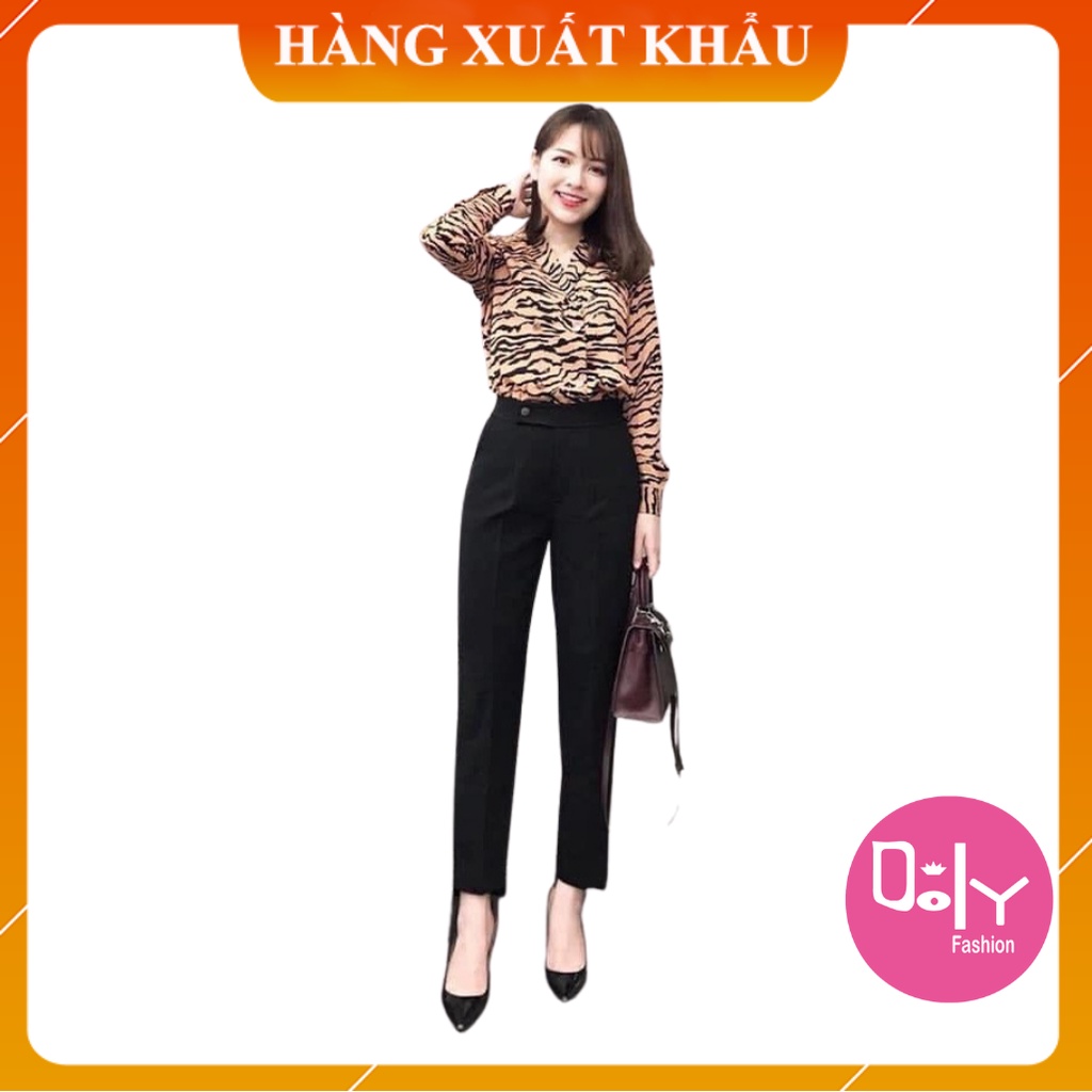 Quần baggy nữ cạp cao cúc lệch [HÀNG XỊN] - Quần baggy nữ công sở vải tuyết mưa khuy cài - Mặc đi làm đi học đi chơi