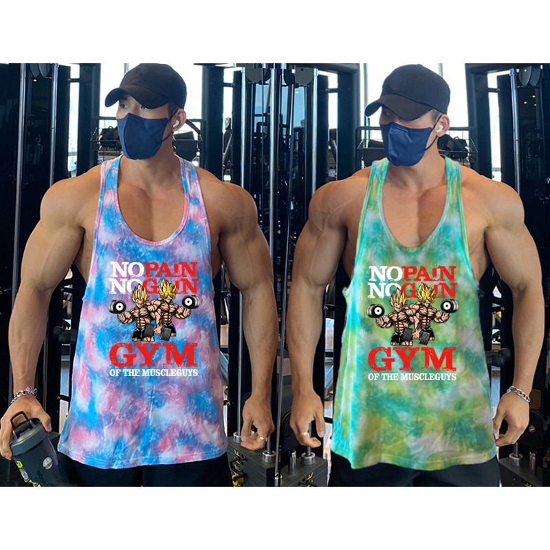 Áo Thun Ba Lỗ Họa Tiết Rằn Ri Phối Lưới Thoáng Khí Cho Nam Tập Thể Thao