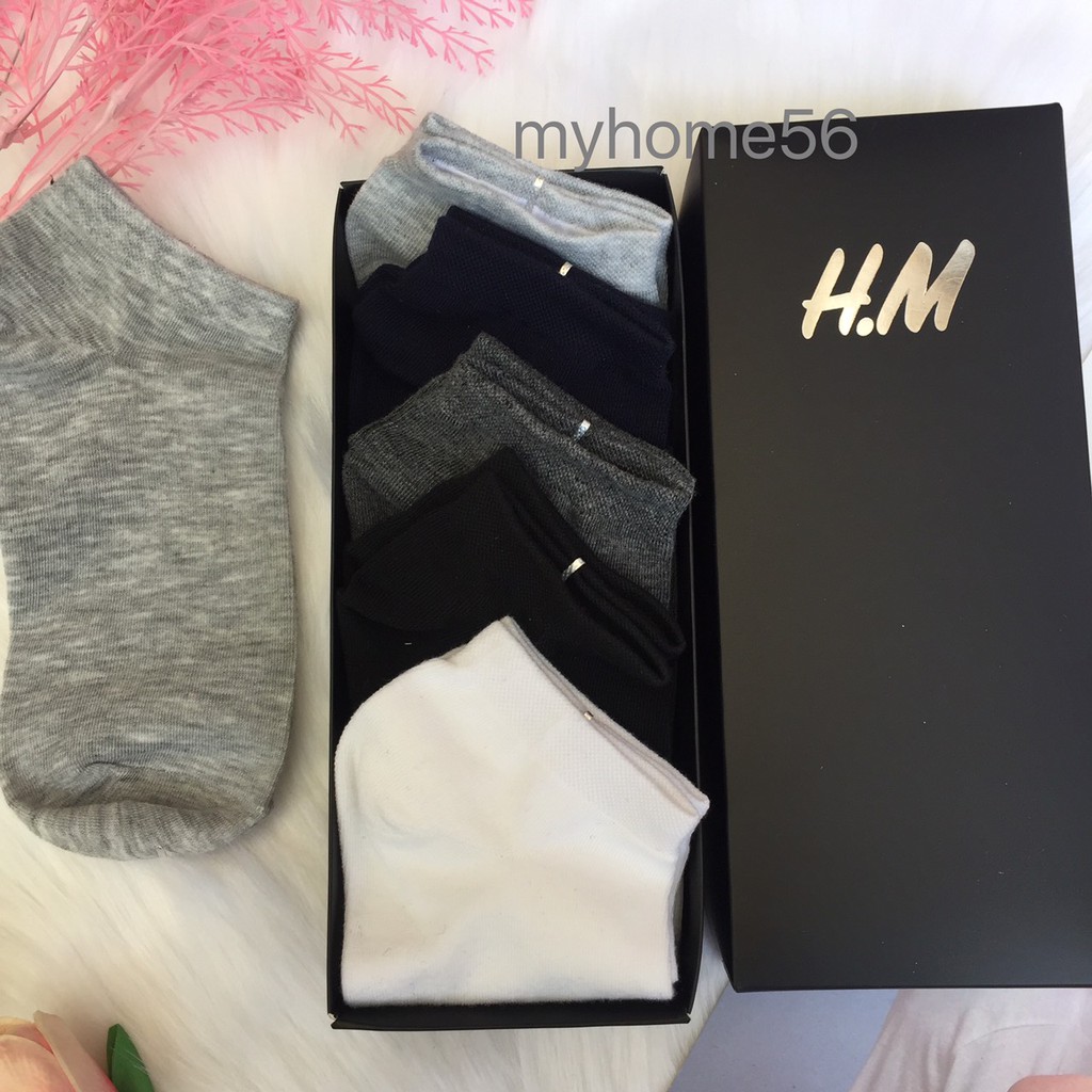 Hộp 5 đôi tất HM cổ ngắn full box