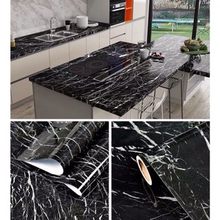 5M DECAl GIẢ ĐÁ đen vân ság bóng chống nước keo sẵn khổ 60 cm