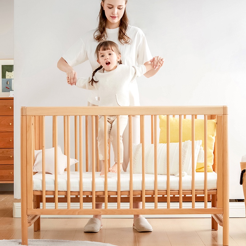 Giường Cũi Gỗ Sồi 10 Chế Độ Tiêu Chuẩn Châu Âu Sơn Gốc Nước Không Mùi Không Hóa Chất Độc Hại