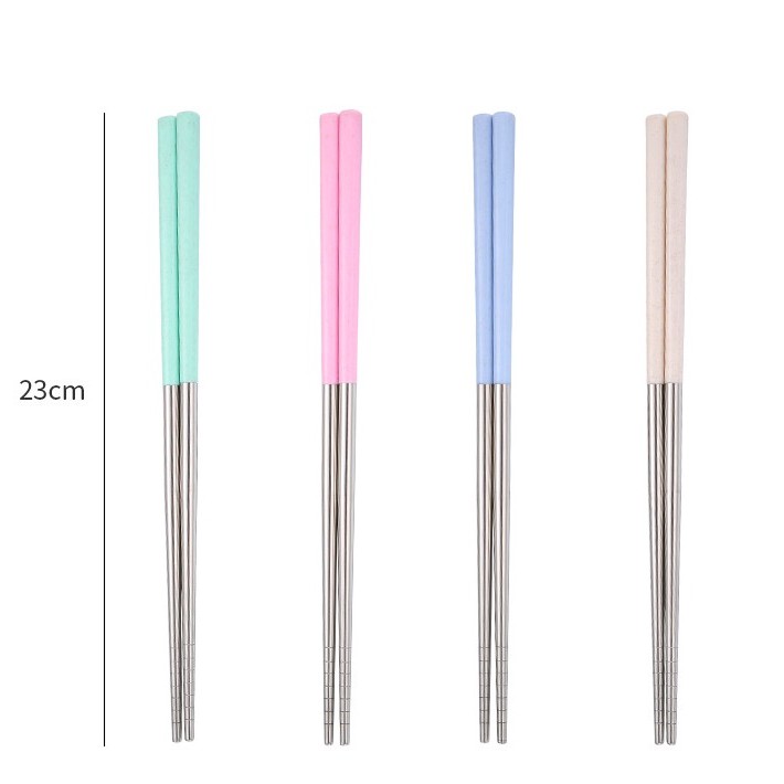 23cm Set 4 đôi đũa inox màu sắc xinh xắn