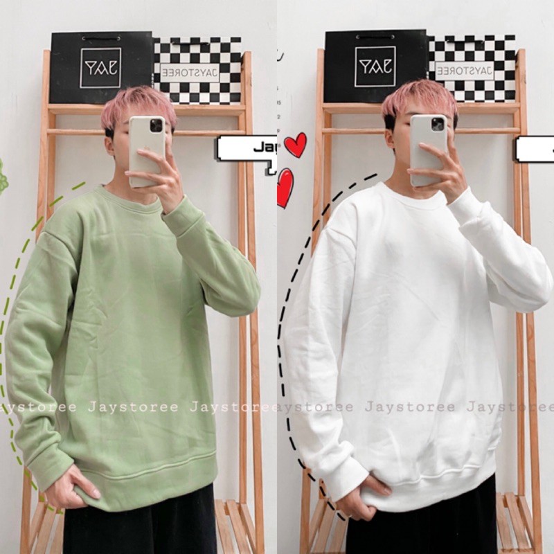 Áo Sweater Trơn Unisex màu XANH BƠ/TRẮNG ❤️/Nam nữ unisex/FREESHIP❤️