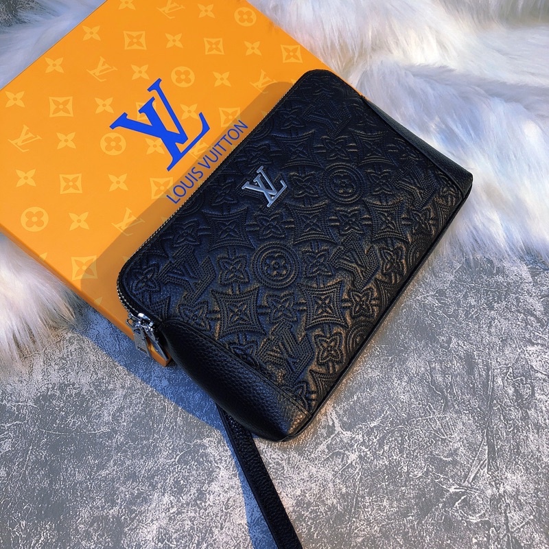 ` Ví Kẹp Nách Nam Monbl.al Bản To 2 khóa Đựng GIấy Tờ Xe, CLucth Nam Cầm Tay Da Bò 100% sang TRọng Đẳng Cấp VG652