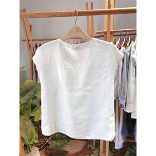 S059 - ÁO KIỂU LINEN TRẮNG
