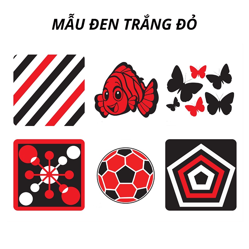 Bộ 6 thẻ decal kích thích thị giác Montessori giúp bé phát triển toàn diện ISU Baby