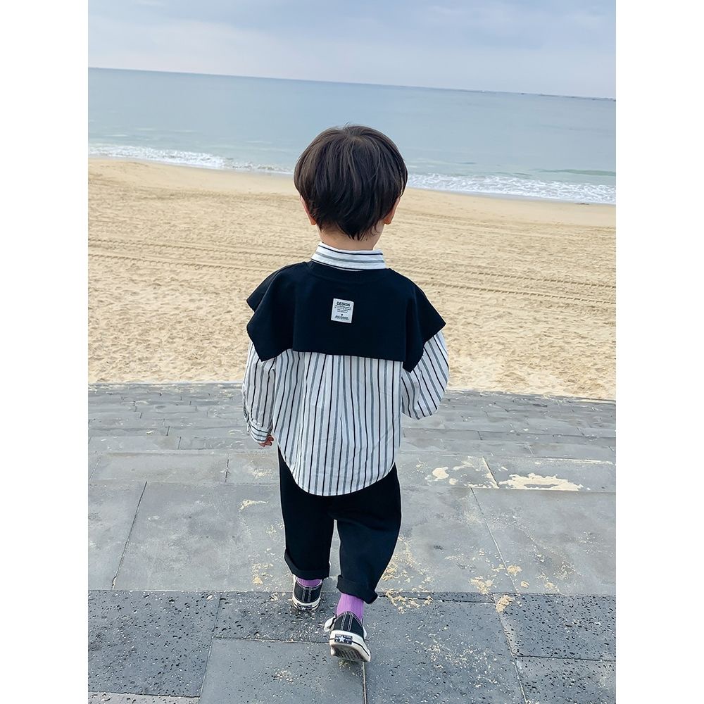 Áo Sơ Mi Dài Tay Thiết Kế Mới Thời Trang Mùa Thu Theo Phong Cách Hàn Quốc Cho Bé Trai