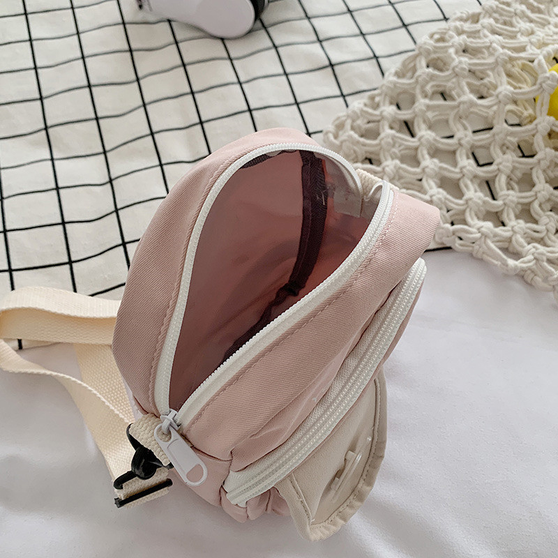 Túi đeo vai IELGY bằng nylon có khóa kéo màu hồng dễ thương phong cách Harajuku Nhật Bản