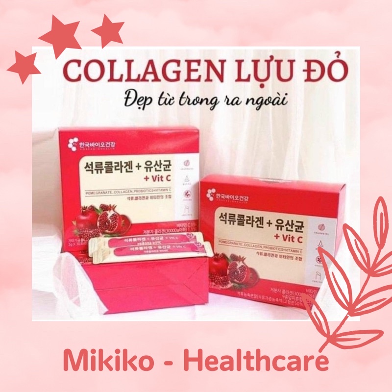 COLLAGEN LỰU ĐỎ VIT C dạng bột thơm ngon đẹp da - Giảm cân - Mờ thâm + Vit C
