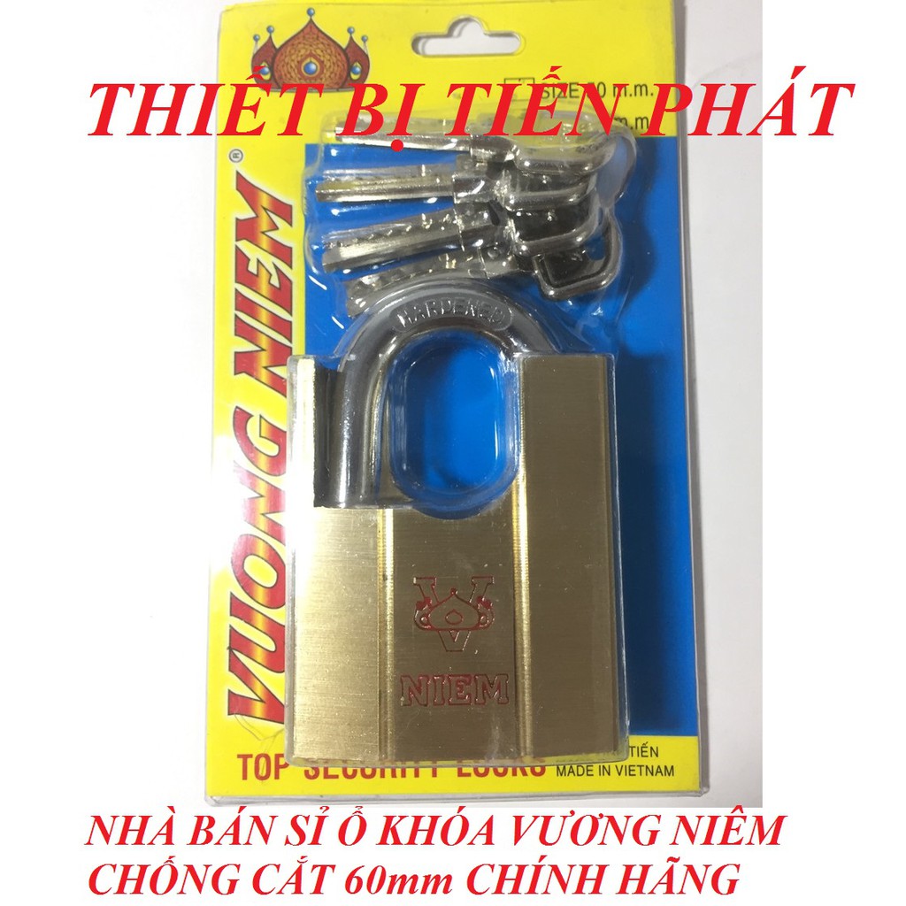 Ổ Khoá Cửa VƯƠNG NIỆM Chống Cắt 60mm Thân Đồng Thau, 4 Chìa Thông Minh Chống Trộm (Chính Hãng)