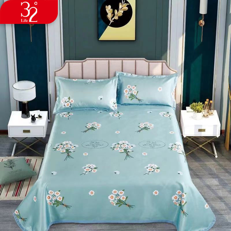 Bộ Vỏ Gối Chăn Và Ga Giường 32 / 1.8m 1.5m Bằng Lụa Lạnh Mềm Mại Có Thể Giặt Sạch