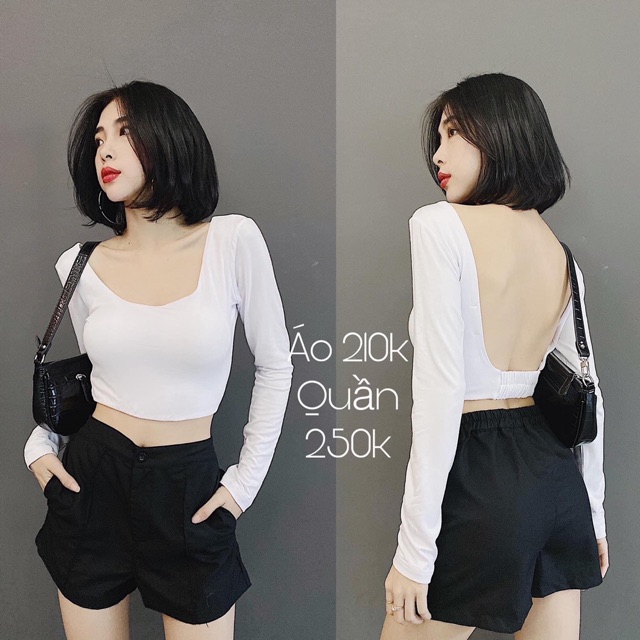 Áo thun tay dài hở lưng có sẵn mút ngực đẹp | BigBuy360 - bigbuy360.vn