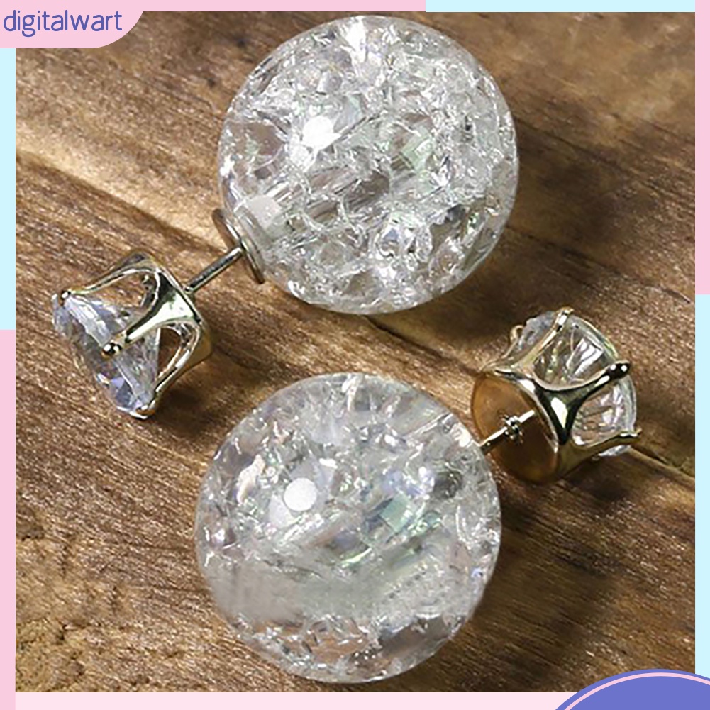 Cặp khuyên tai thiết kế quả cầu pha lê nhiều màu sắc cá tính trẻ trung dành cho nữ