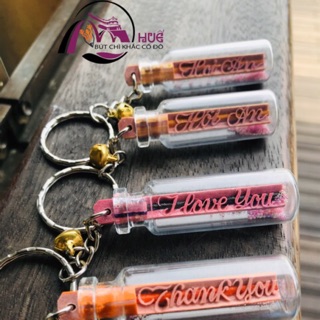 Móc khoá khắc tên - Khắc tên 2 chữ lên bút bỏ lọ