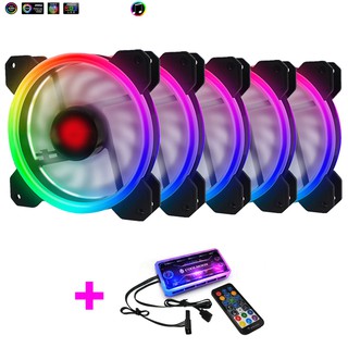Mua Bộ 5 Quạt Tản Nhiệt  Fan Case Coolmoon V2 Led RGB Dual Ring  - Kèm Bộ Hub Sync Main  Đổi Màu Theo Nhạc