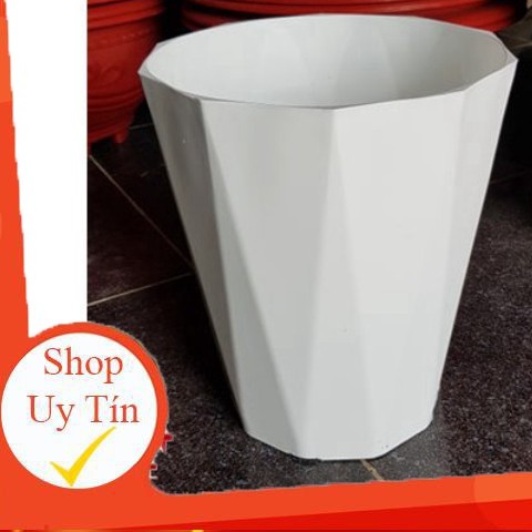 Bán Sỉ, lẻ (siêu rẻ) Chậu nhựa trắng kim cương (D = 30cm) x cao 40cm - Shop chậu cảnh chất đẹp.