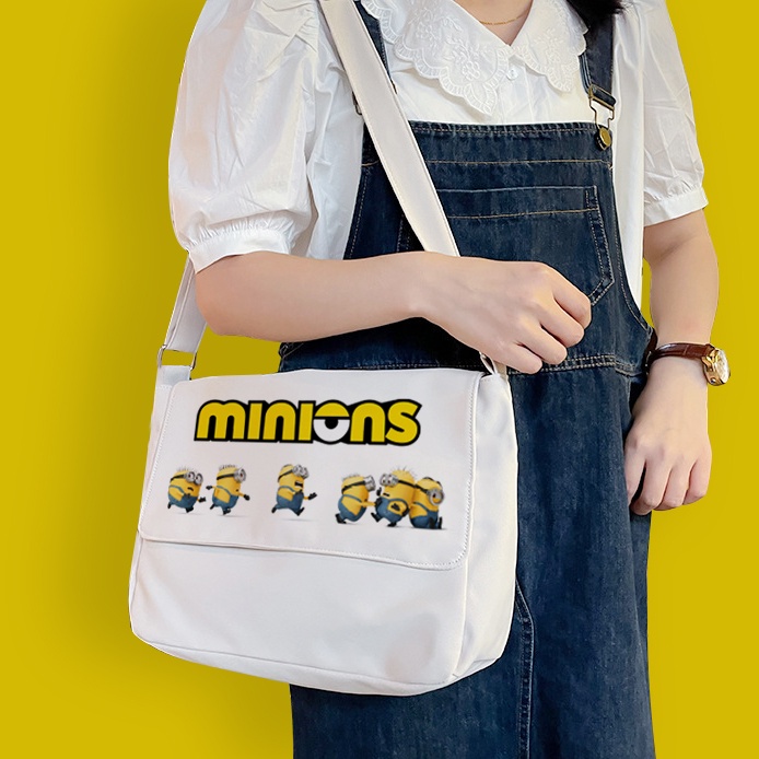 Túi Tote Đeo Chéo Vải Canvas Túi Xách Nữ Minions Phong Cách Thời Trang Ulzzang Đựng Sách Vở Học Tập