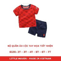 [MÃ MSNH05 GIẢM 5K] Bộ quần áo trẻ em Little Maven họa tiết nhện đỏ