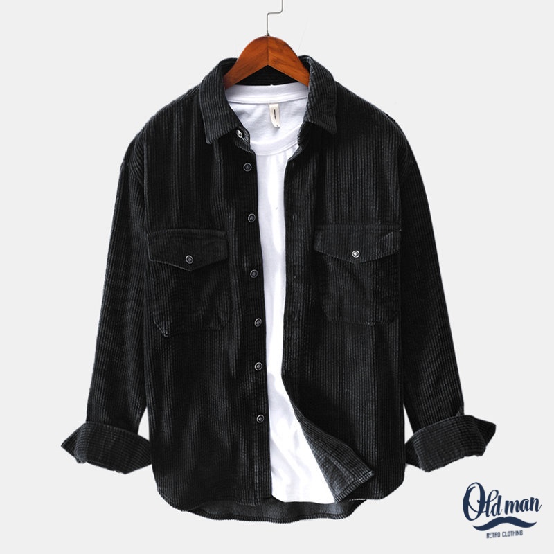 Áo Sơ Mi Nam Vintage Có Túi Chất LIệu Vải Nhung Tăm Mềm Mịn Dày Dặn Không Bai Xù, Phong Cách Cổ Điển, Retro, Trẻ Trung | BigBuy360 - bigbuy360.vn