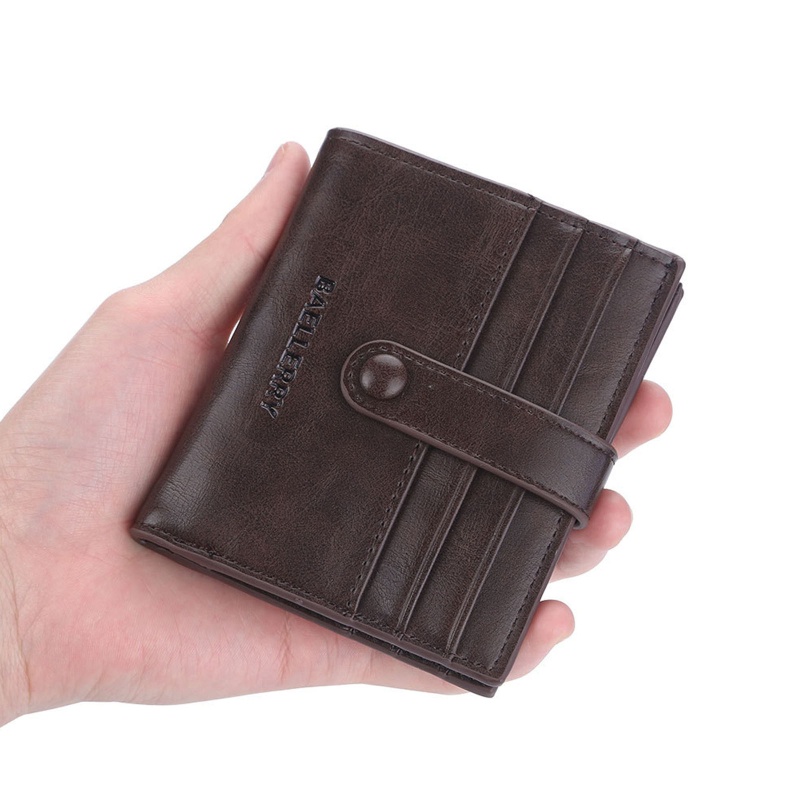 Ví Da PU Ngắn Gập Đôi Phong Cách Vintage Đựng Tiền / Thẻ Dành Cho Nam Giá Đỡ