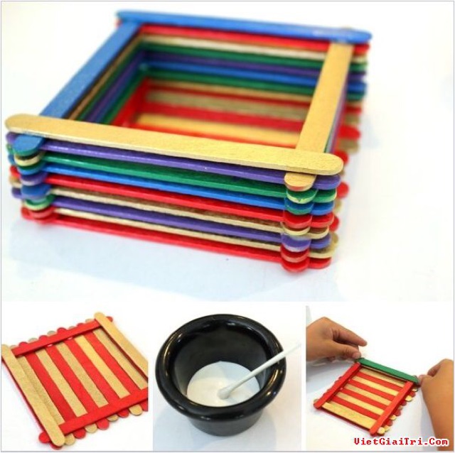 Bịch 50 que kem gỗ màu dài 11.5cm