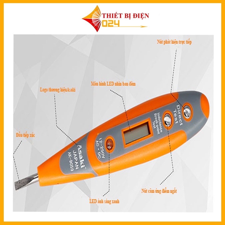 Bút thử điện Asaki AK-9059 hiển thị màn hình điện tử cao cấp