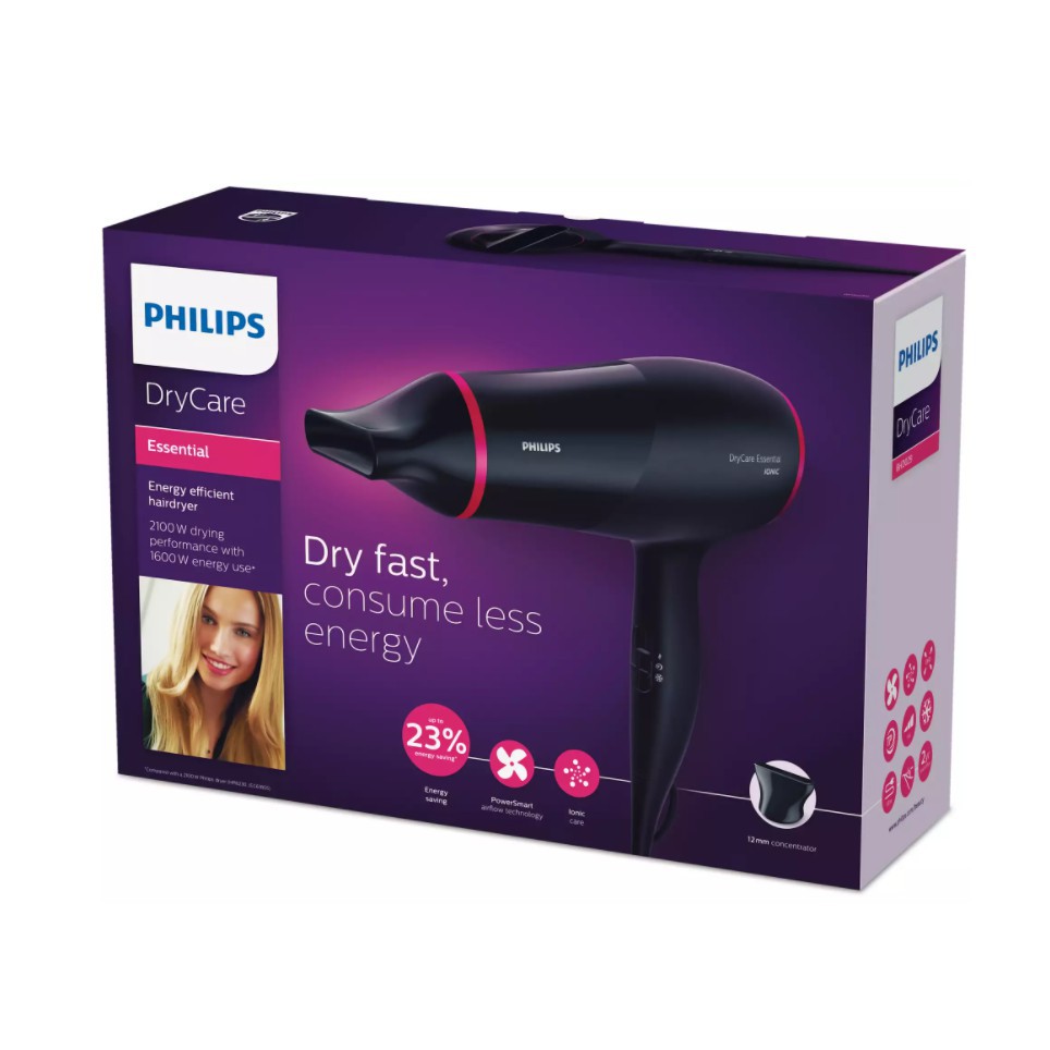 Máy sấy tóc tay cầm thẳng có sấy ion bảo vệ tóc tiết kiệm điện Philips BHD029/00 1600W - Hàng chính hãng