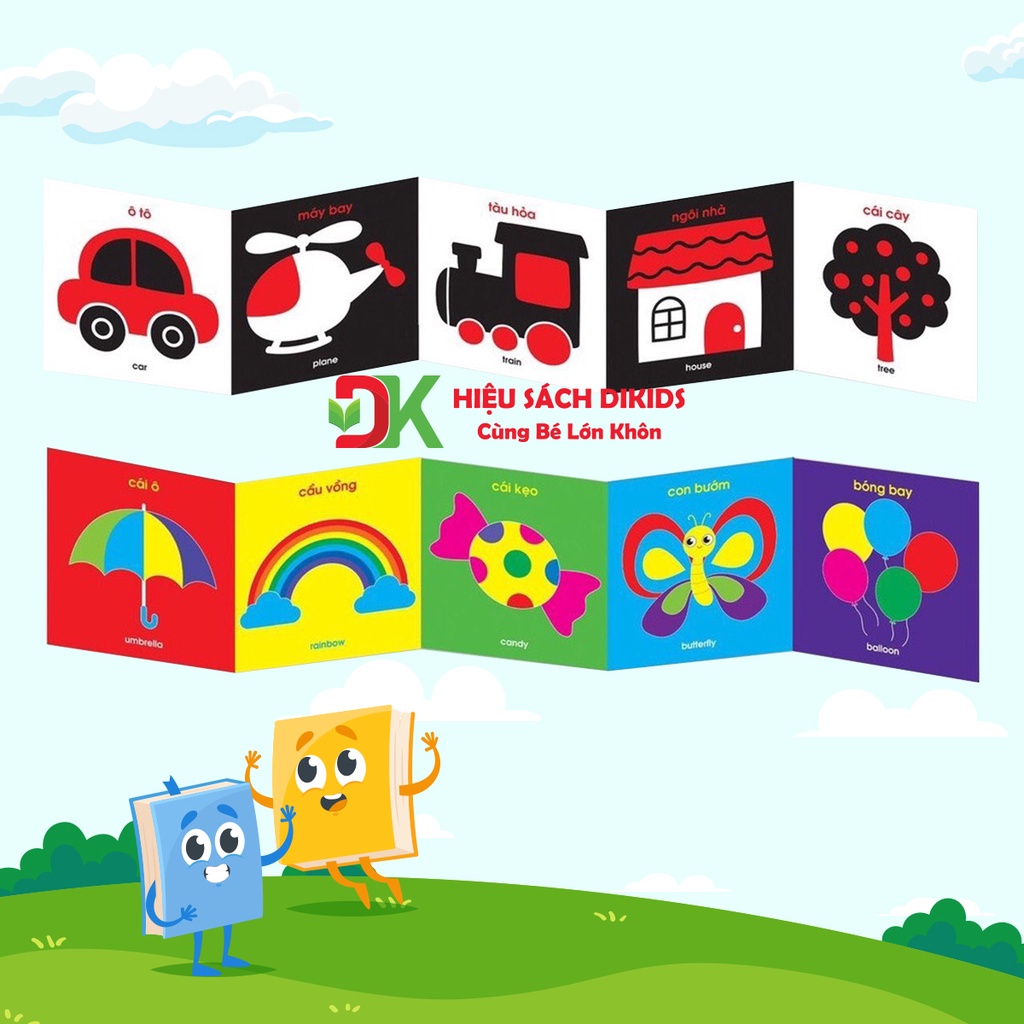 Sách - Flashcard kích thích thị giác cho trẻ sơ sinh song ngữ Anh Việt 40 tranh