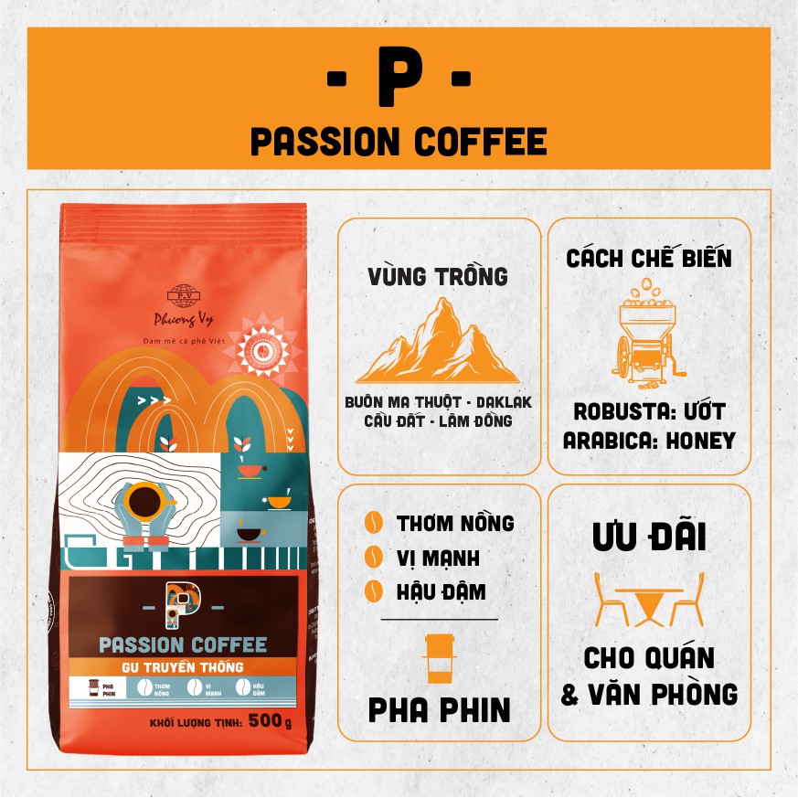 Cà Phê Gu Truyền Thống - Passion Coffee - 500g - Phương Vy Coffee