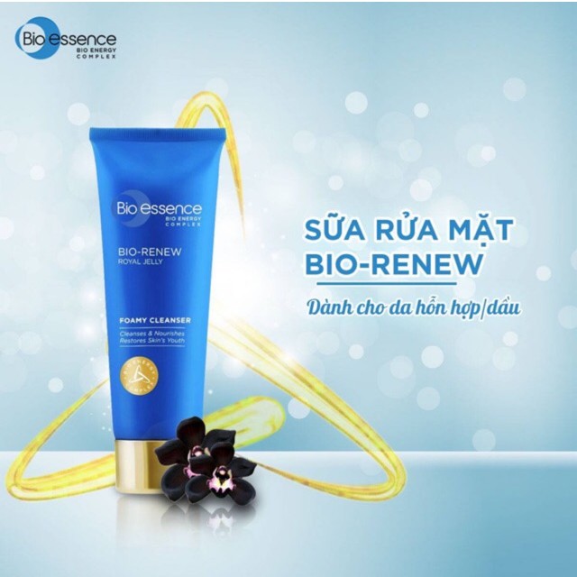 Bio essence -  Sữa rửa mặt dưỡng da tươi trẻ Bio Review cho da khô/ thường chiết xuất sữa ong chúa 100 gr