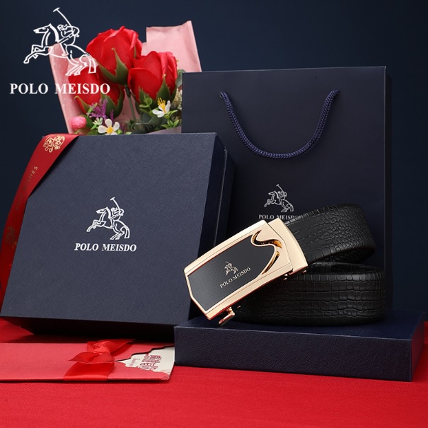 Thắt Lưng Nam Dây Nịt Nam Da Bò Cao Cấp Hàng Hiệu POLO MEISDO Khóa Tự Động Dập Vân Bảo Hành 3 năm-Kingshop nhập