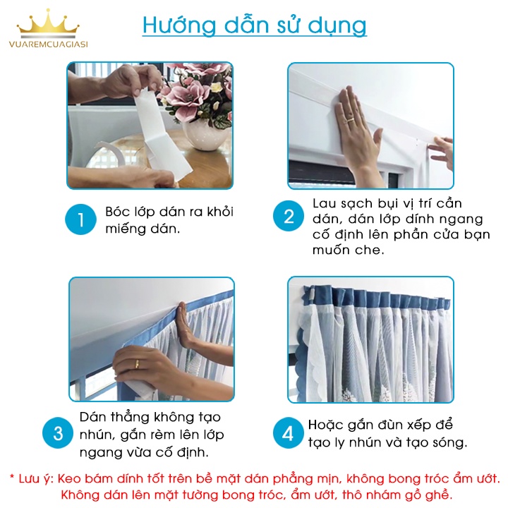 Rèm cửa dán tường 2 trong 1 chống nắng, trang trí cửa sổ dễ lắp đặt không khoan đục vuaremgiasi VIP21